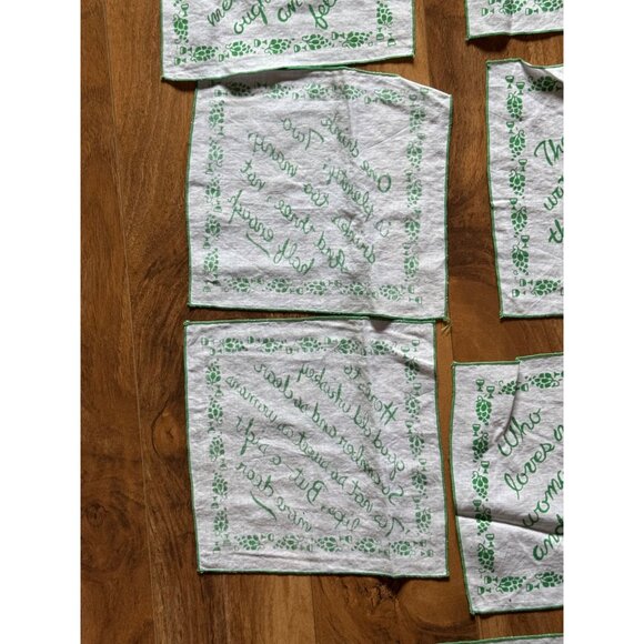 Vintage Irish Linen Cocktail Napkins With Green Wine & Whiskey Quotes Set Of 7 - Picture 10 of 11